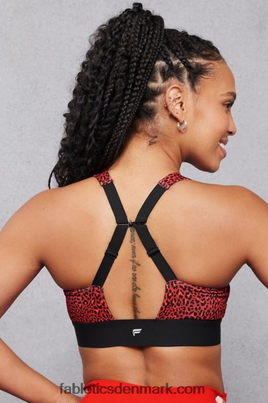 Fabletics Kvinder hele dagen hver dag bh 102 PNX2T1472 elektrisk kirsebær mini leopard/sort