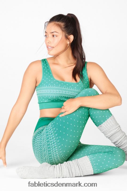 Fabletics Kvinder holly sømløs bh PNX2T1695 mørk jade/gylden time/hvid
