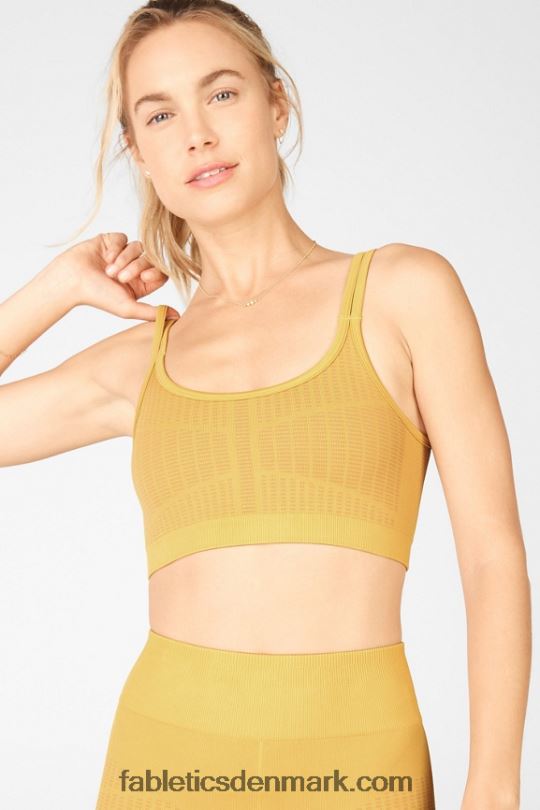 Fabletics Kvinder ivana sømløs sports-bh PNX2T1664 mørk pasta/gylden