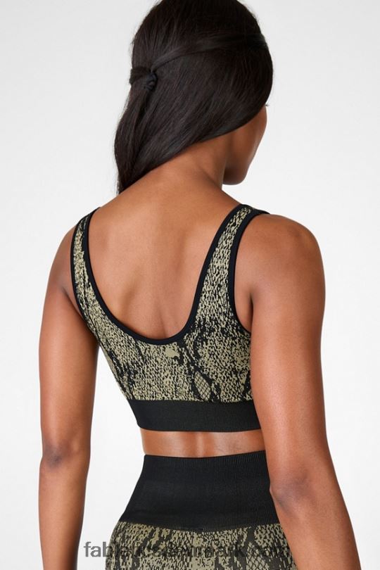 Fabletics Kvinder kamila sømløs bh PNX2T1669 grønne krybdyr/sort