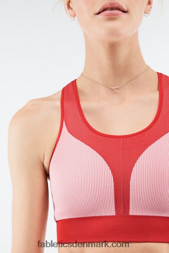 Fabletics Kvinder kris sømløs langline bh PNX2T1650 salsa rød/multi