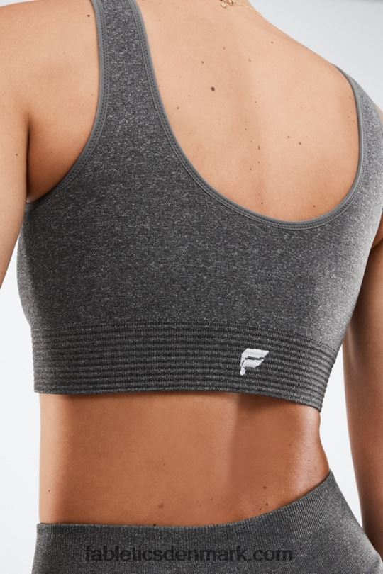 Fabletics Kvinder luciana sømløs sports-bh PNX2T1655 mørk gråmeleret/hvid logo
