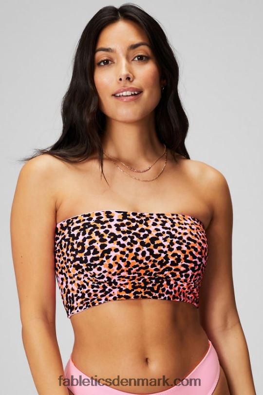 Fabletics Kvinder multi-wear bandeau badetop PNX2T1503 lyse ballerina/flash orange safari spots/sort