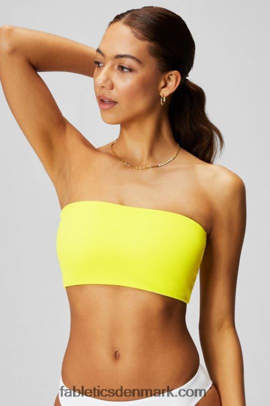 Fabletics Kvinder multi-wear bandeau badetop PNX2T1505 syrlig citron/klassisk hvid