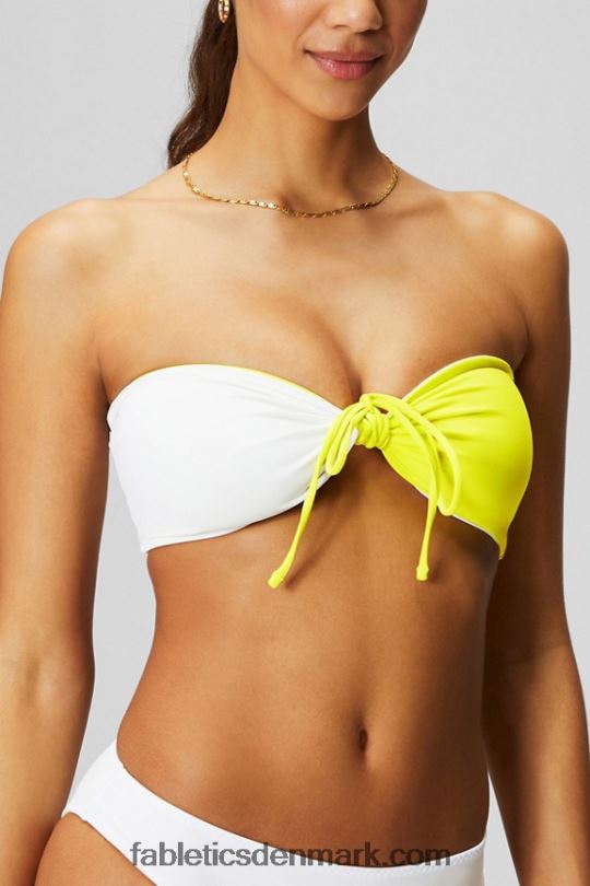 Fabletics Kvinder multi-wear bandeau badetop PNX2T1505 syrlig citron/klassisk hvid