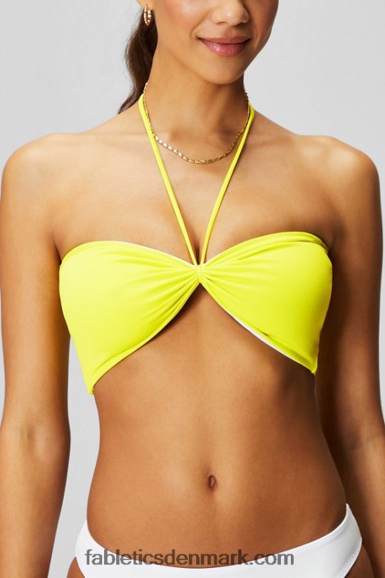 Fabletics Kvinder multi-wear bandeau badetop PNX2T1505 syrlig citron/klassisk hvid