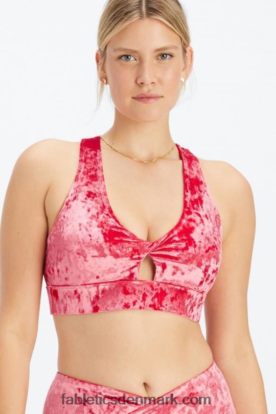 Fabletics Kvinder oasis knust velour twist sports bh PNX2T1526 jordbær rød