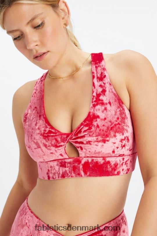 Fabletics Kvinder oasis knust velour twist sports bh PNX2T1526 jordbær rød