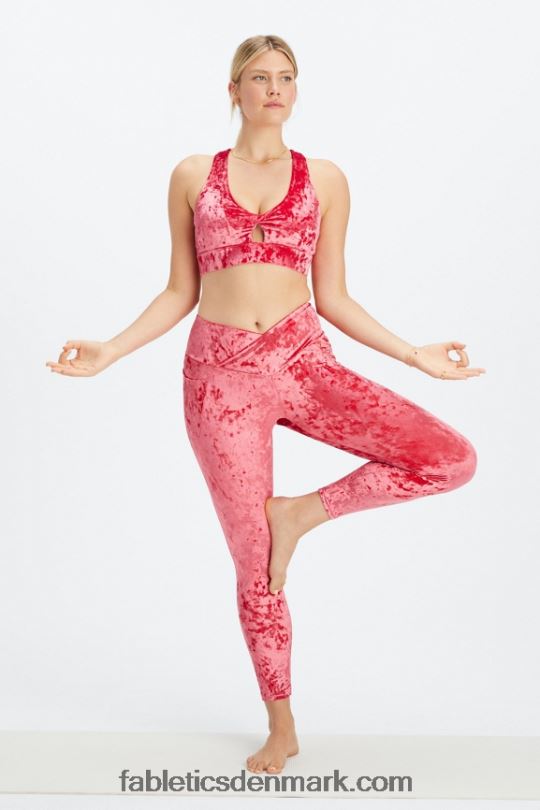 Fabletics Kvinder oasis knust velour twist sports bh PNX2T1526 jordbær rød