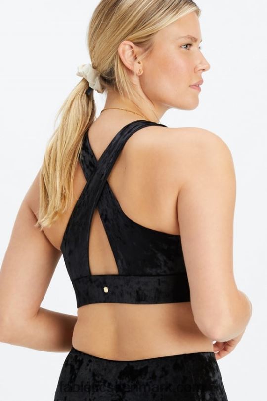 Fabletics Kvinder oasis knust velour twist sports bh PNX2T1527 sort