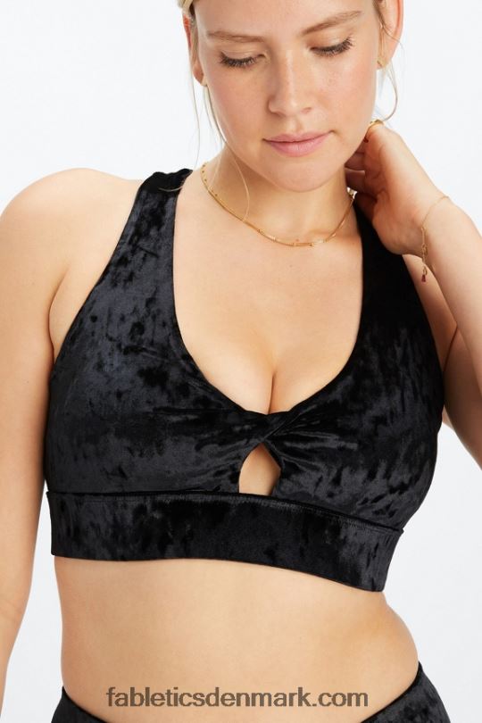 Fabletics Kvinder oasis knust velour twist sports bh PNX2T1527 sort