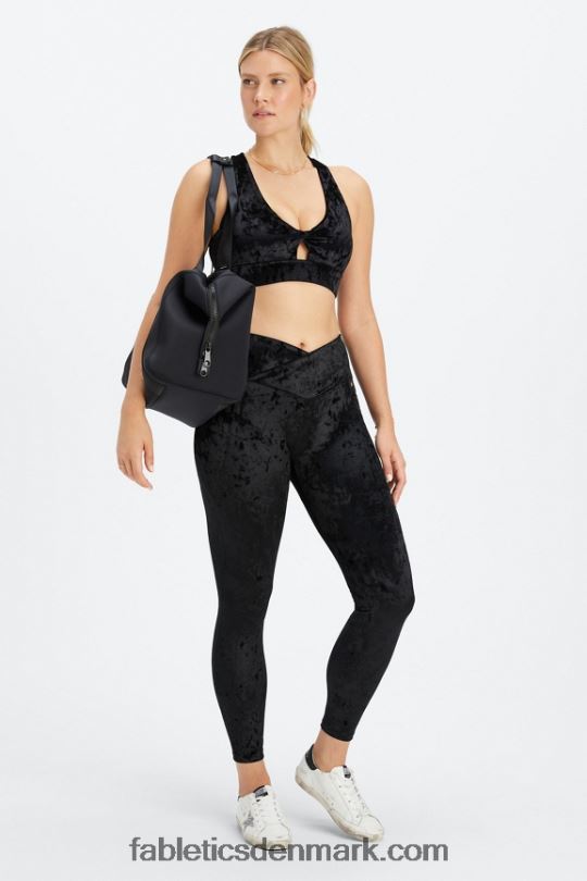 Fabletics Kvinder oasis knust velour twist sports bh PNX2T1527 sort