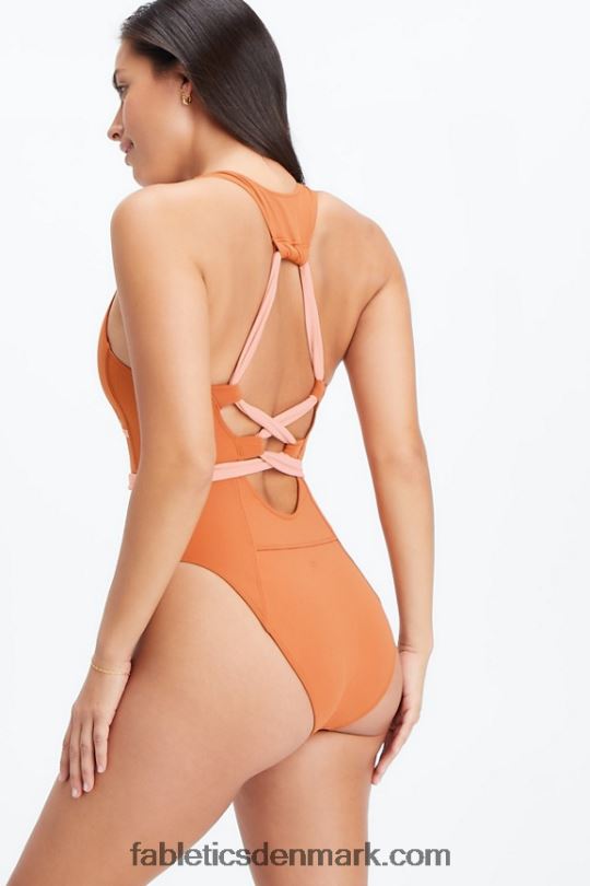 Fabletics Kvinder racerback badedragt med snørebånd PNX2T1611 sequoia/pink nuance