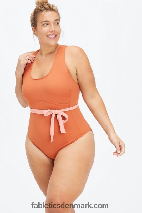 Fabletics Kvinder racerback badedragt med snørebånd PNX2T1612 sequoia/pink nuance