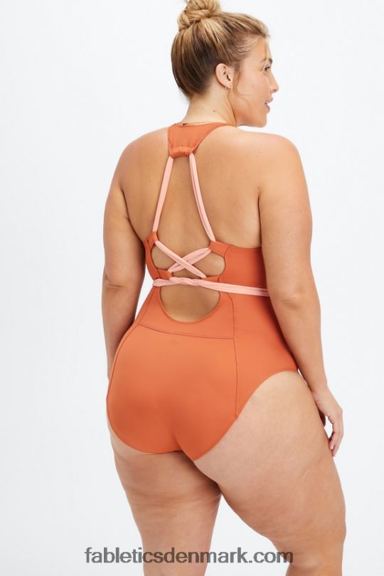 Fabletics Kvinder racerback badedragt med snørebånd PNX2T1612 sequoia/pink nuance