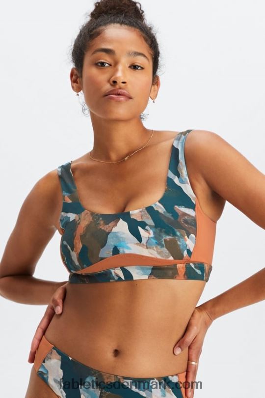 Fabletics Kvinder scoop back svømme bh PNX2T1606 pensel camo/sequoia