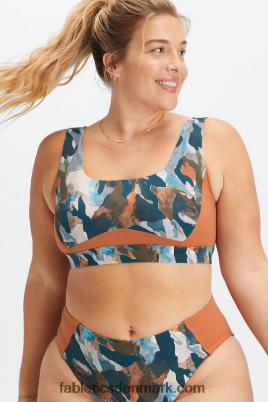 Fabletics Kvinder scoop back svømme bh PNX2T1607 pensel camo/sequoia