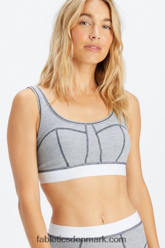 Fabletics Kvinder vaffel bh PNX2T1535 klassisk grå lyng/hvid