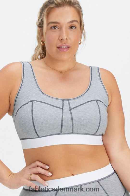 Fabletics Kvinder vaffel bh PNX2T1536 klassisk grå lyng/hvid