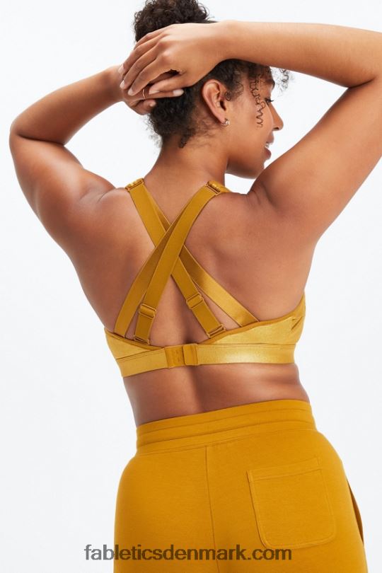 Fabletics Kvinder belle iriserende justerbar, kraftig sports-bh PNX2T1403 mørk bronze glans