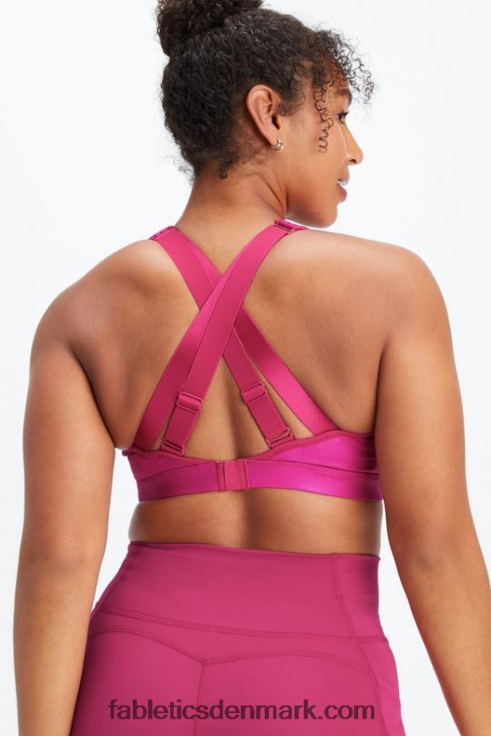 Fabletics Kvinder belle iriserende justerbar, kraftig sports-bh PNX2T1404 sangria skinner