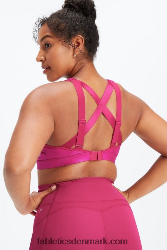 Fabletics Kvinder belle iriserende justerbar, kraftig sports-bh PNX2T1404 sangria skinner