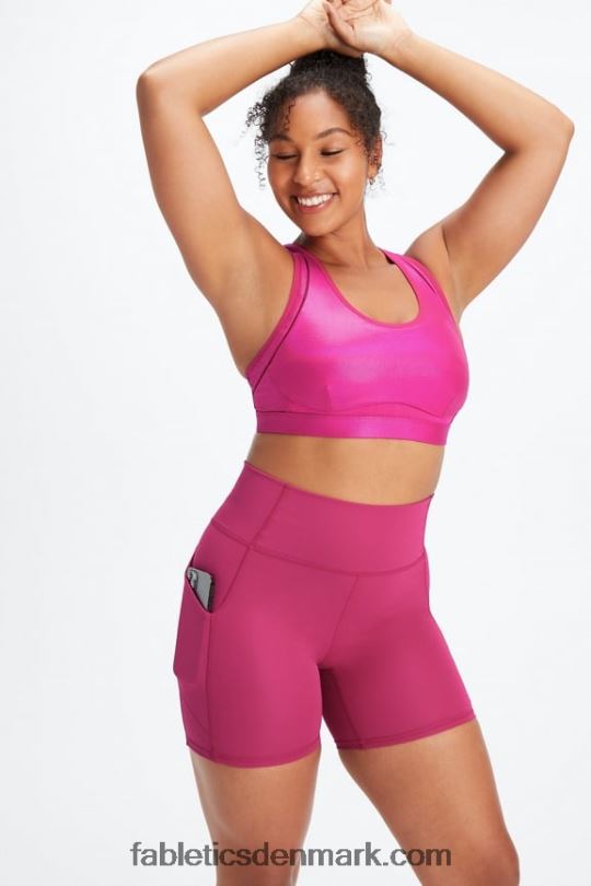Fabletics Kvinder belle iriserende justerbar, kraftig sports-bh PNX2T1404 sangria skinner