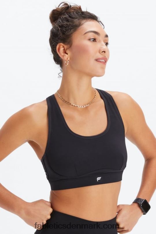 Fabletics Kvinder belle racerback kraftig sports-bh PNX2T1396 sort