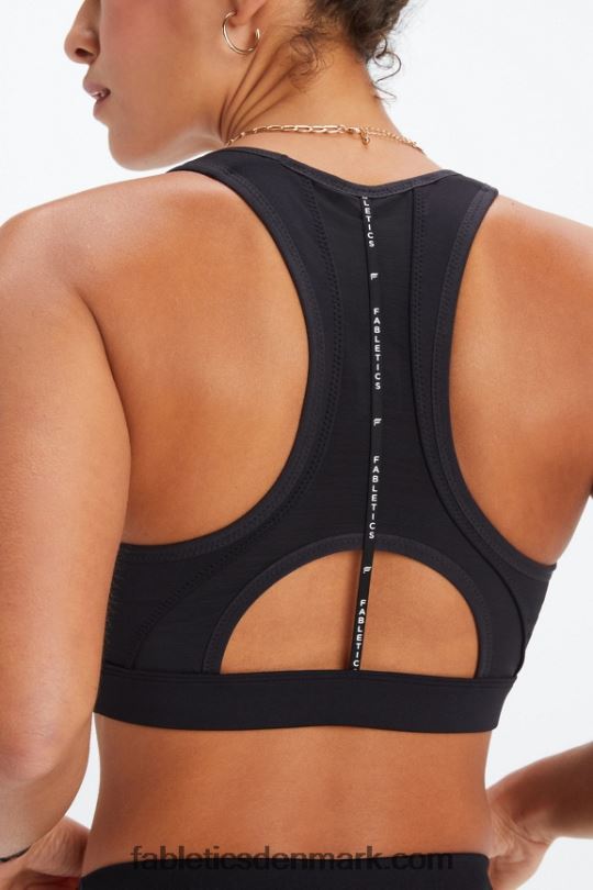 Fabletics Kvinder belle racerback kraftig sports-bh PNX2T1396 sort