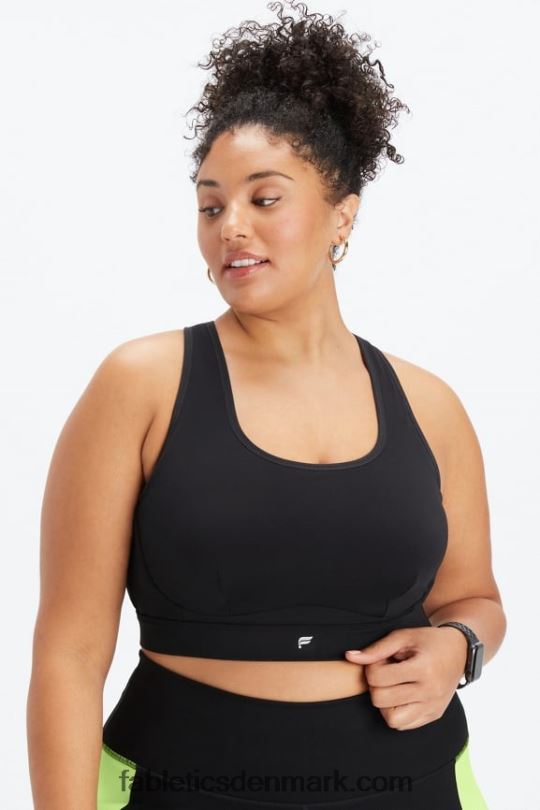 Fabletics Kvinder belle racerback kraftig sports-bh PNX2T1397 sort