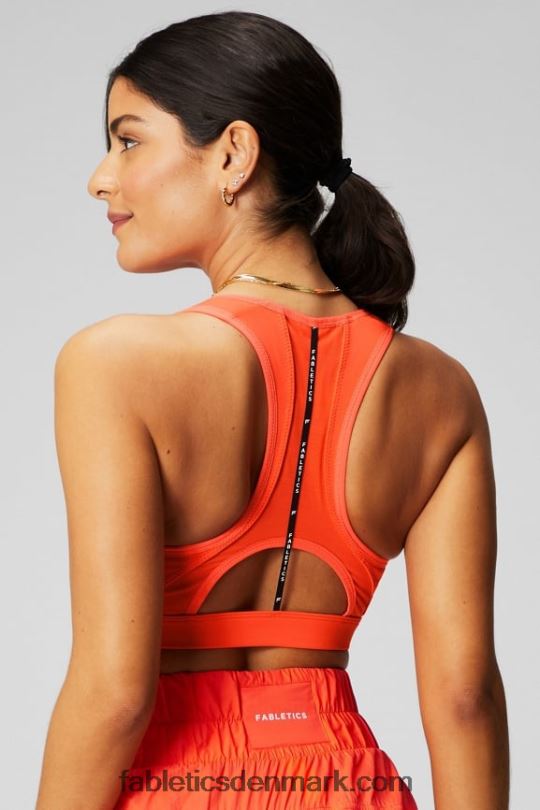 Fabletics Kvinder belle racerback sports-bh med høj slagkraft PNX2T1394 passion orange