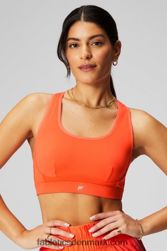 Fabletics Kvinder belle racerback sports-bh med høj slagkraft PNX2T1394 passion orange
