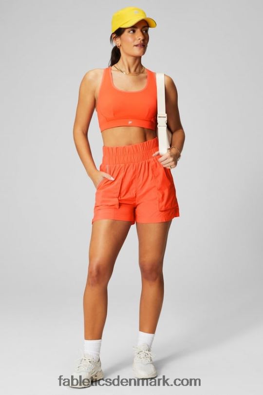 Fabletics Kvinder belle racerback sports-bh med høj slagkraft PNX2T1394 passion orange