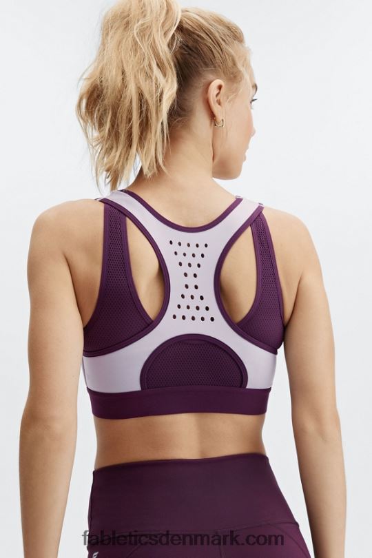 Fabletics Kvinder elsie sports-bh med lynlås foran PNX2T1422 grå violet/mørk aubergine