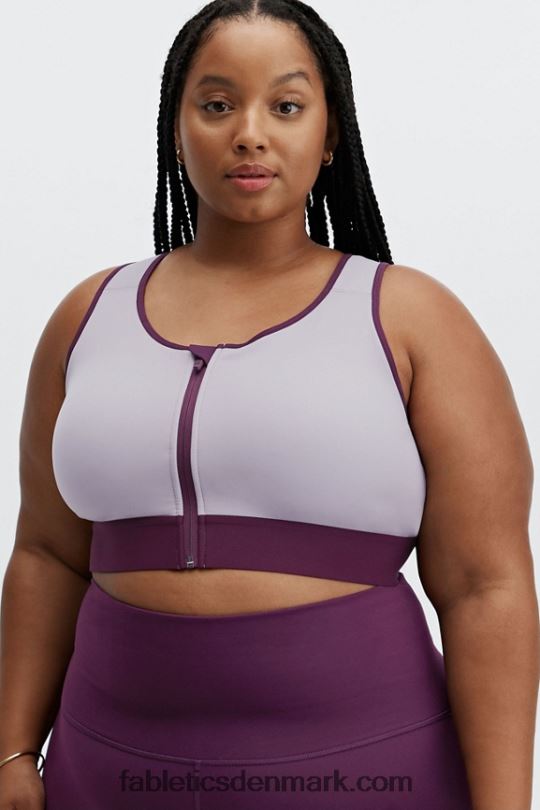 Fabletics Kvinder elsie sports-bh med lynlås foran PNX2T1423 grå violet/mørk aubergine