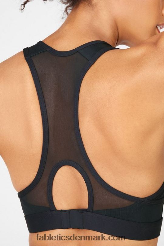 Fabletics Kvinder lyn lynlås foran kraftig sports-bh PNX2T1427 sort