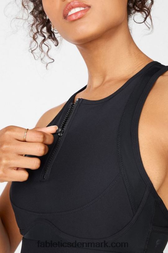 Fabletics Kvinder lyn lynlås foran kraftig sports-bh PNX2T1427 sort