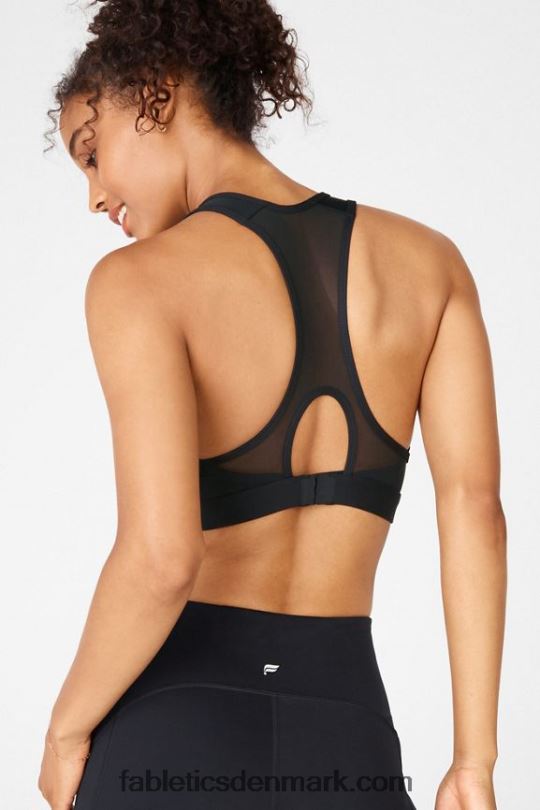 Fabletics Kvinder lyn lynlås foran kraftig sports-bh PNX2T1427 sort