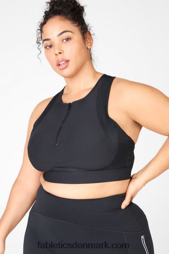Fabletics Kvinder lyn lynlås foran kraftig sports-bh PNX2T1428 sort