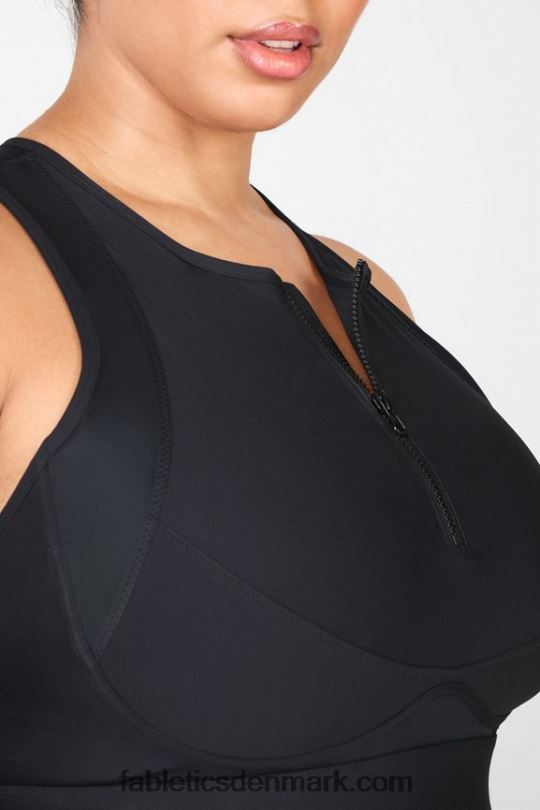 Fabletics Kvinder lyn lynlås foran kraftig sports-bh PNX2T1428 sort