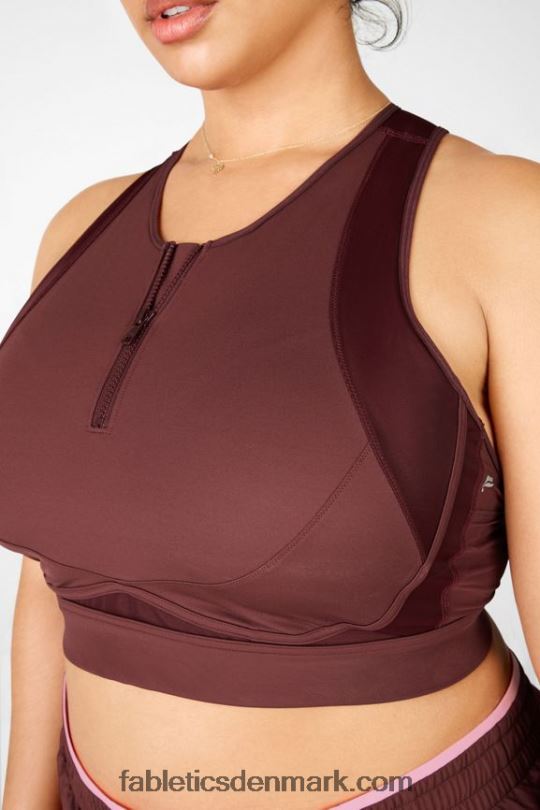 Fabletics Kvinder lyn lynlås foran kraftig sports-bh PNX2T1449 rust