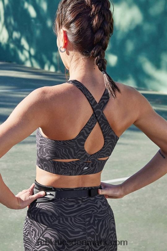 Fabletics Kvinder no-bounce sports-bh 90 PNX2T1339 tinmarmoreret zebra