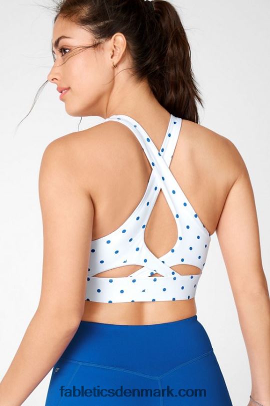 Fabletics Kvinder no-bounce sports-bh 94 PNX2T1360 hvid baja logo prik
