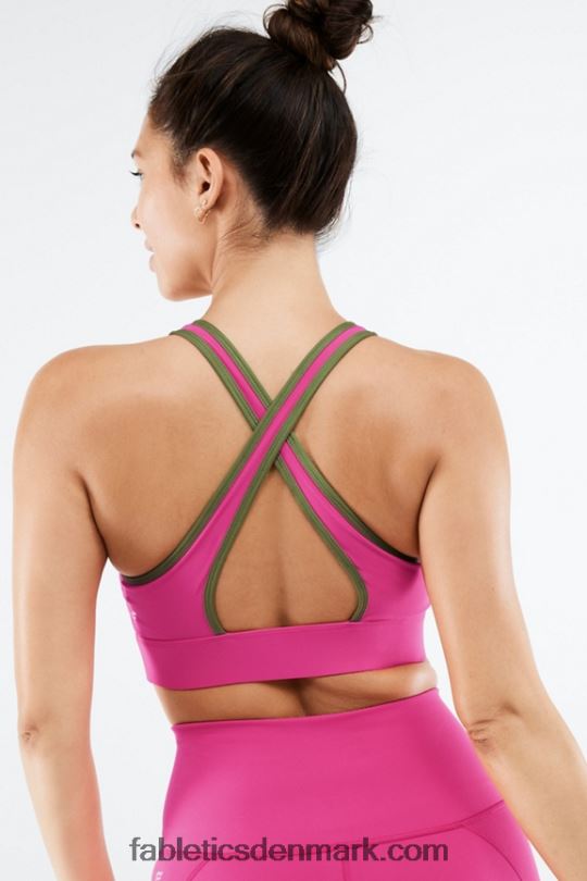 Fabletics Kvinder siena kraftig sports-bh PNX2T1429 pink punch/falmet oliven
