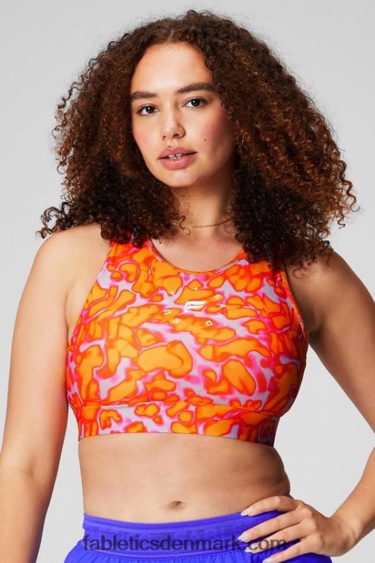 Fabletics Kvinder trinity high impact sports bh 95 PNX2T1363 pink undslippe sommergalskab/eftermiddagssol/grafik