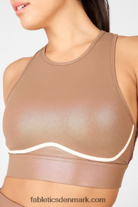 Fabletics Kvinder blaar cross back medium effekt glans sports bh PNX2T1920 iriserende mokka/sandklit