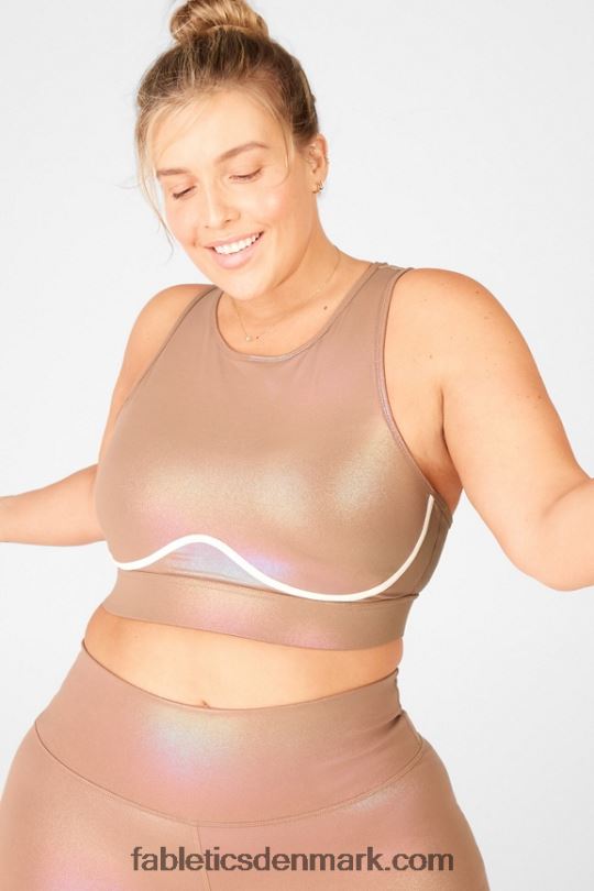Fabletics Kvinder blaar cross back medium effekt glans sports bh PNX2T1921 iriserende mokka/sandklit