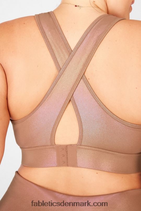 Fabletics Kvinder blaar cross back medium effekt glans sports bh PNX2T1921 iriserende mokka/sandklit