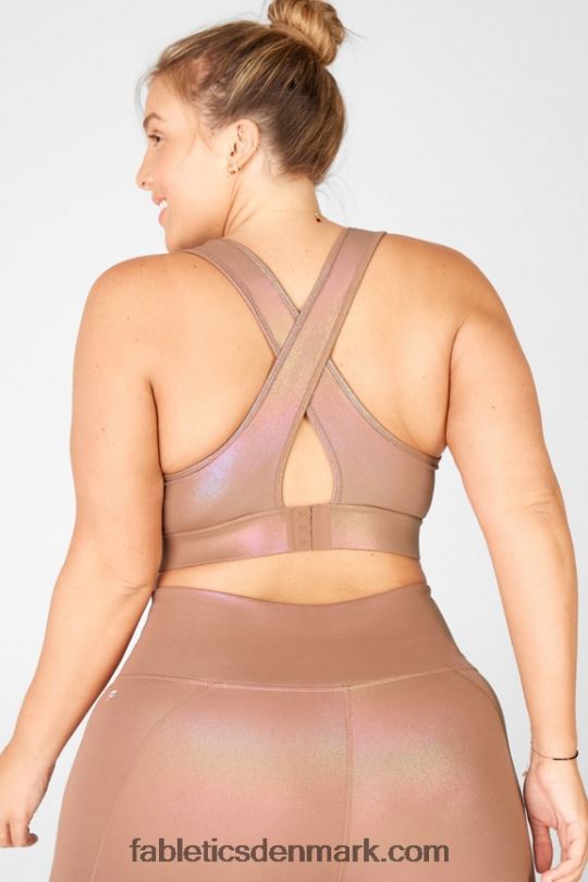 Fabletics Kvinder blaar cross back medium effekt glans sports bh PNX2T1921 iriserende mokka/sandklit
