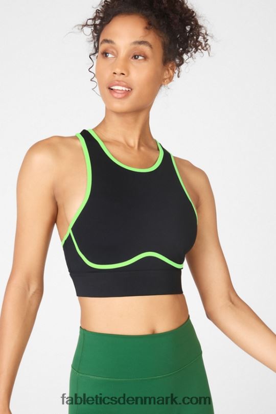 Fabletics Kvinder blaar cross back medium impact sports bh PNX2T1884 sort/lime twist
